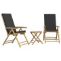 3-teiliges klappbares Bistro-Set aus Bambus mit dunkelgrauen Kissen von vidaXL, Gartensets - Ref: Foro24-3208938, Preis: 247,...