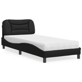 Bed with black synthetic leather mattress 90x190 cm by vidaXL, Beds and slatted bases - Ref: Foro24-3208689, Price: 272,44 €,...