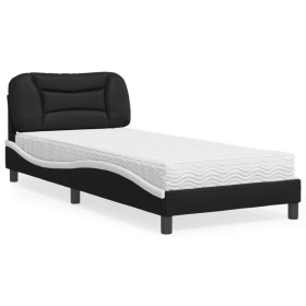 Bed with black and white synthetic leather mattress 90x190 cm by vidaXL, Beds and slatted bases - Ref: Foro24-3208694, Price:...