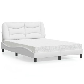 Bed with white synthetic leather mattress 120x200 cm by vidaXL, Beds and slatted bases - Ref: Foro24-3208711, Price: 443,57 €...