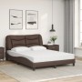 Bed with brown synthetic leather mattress 140x200 cm by vidaXL, Beds and slatted bases - Ref: Foro24-3208726, Price: 429,99 €...