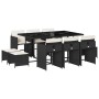 Set de comedor jardín 11 pzas con cojines ratán sintético negro de vidaXL, Conjuntos de jardín - Ref: Foro24-3277913, Precio:...