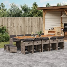 Garten-Essgruppe mit Kissen, 15-teilig, graues synthetisches Rattan von vidaXL, Gartensets - Ref: Foro24-3277945, Preis: 1,00...