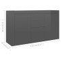 Aparador de madera contrachapada gris brillante 120x36x69 cm de vidaXL, Aparadores - Ref: Foro24-801849, Precio: 220,41 €, De...