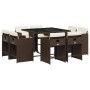 Set comedor para jardín 9 pzas y cojines ratán sintético marrón de vidaXL, Conjuntos de jardín - Ref: Foro24-3277964, Precio:...