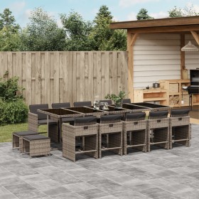 Garten-Essgruppe mit Kissen, 15-teilig, graues synthetisches Rattan von vidaXL, Gartensets - Ref: Foro24-3277939, Preis: 997,...