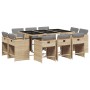 Set comedor de jardín 11 pzas con cojines ratán sintético beige de vidaXL, Conjuntos de jardín - Ref: Foro24-3277979, Precio:...