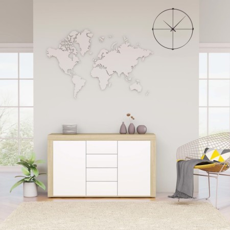 Aparador madera contrachapada blanco y roble Sonoma 120x36x69cm de vidaXL, Aparadores - Ref: Foro24-801846, Precio: 212,43 €,...