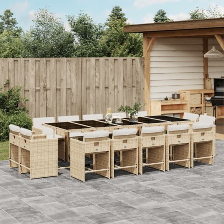 Garten-Essgruppe mit Kissen, 15-teilig, beiges synthetisches Rattan von vidaXL, Gartensets - Ref: Foro24-3278001, Preis: 1,00...