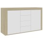 Aparador madera contrachapada blanco y roble Sonoma 120x36x69cm de vidaXL, Aparadores - Ref: Foro24-801846, Precio: 212,43 €,...