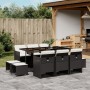 Set de comedor jardín 11 pzas con cojines ratán sintético negro de vidaXL, Conjuntos de jardín - Ref: Foro24-3277733, Precio:...