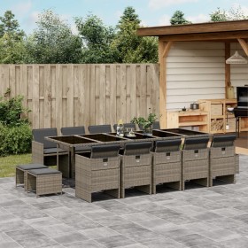 Garten-Essgruppe mit Kissen, 15-teilig, graues synthetisches Rattan von vidaXL, Gartensets - Ref: Foro24-3277759, Preis: 1,00...