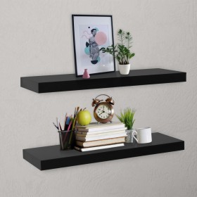 Floating wall shelves 2 units black 80x20x3.8 cm by vidaXL, Shelves and shelves - Ref: Foro24-288202, Price: 55,30 €, Discoun...