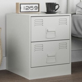 Mesita de noche acero blanco 34,5x39x44 cm de vidaXL, Mesitas de noche - Ref: Foro24-841629, Precio: 70,99 €, Descuento: %