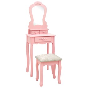 Dressing table set with pink paulownia wood stool 50x59x136 cm by vidaXL, Bedroom Dressers - Ref: Foro24-289311, Price: 102,5...