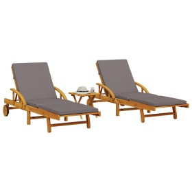 Loungers with table 2 units solid acacia wood by vidaXL, Loungers - Ref: Foro24-3206368, Price: 493,39 €, Discount: %