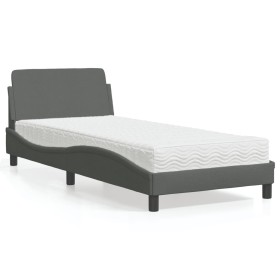 Cama con colchón tela gris oscuro 90x190 cm de vidaXL, Camas y somieres - Ref: Foro24-3208305, Precio: 230,99 €, Descuento: %