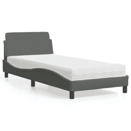 Cama con colchón tela gris oscuro 90x190 cm de vidaXL, Camas y somieres - Ref: Foro24-3208305, Precio: 230,48 €, Descuento: %