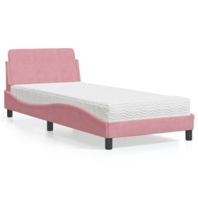 Bed with pink velvet mattress 80x200 cm by vidaXL, Beds and slatted bases - Ref: Foro24-3208296, Price: 250,99 €, Discount: %