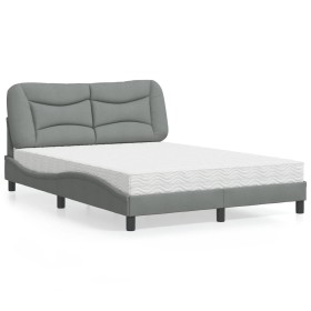 Bett mit hellgrauer Stoffmatratze 140x190 cm von vidaXL, Betten und Lattenroste - Ref: Foro24-3208527, Preis: 385,99 €, Rabat...