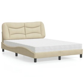 Bed with cream fabric mattress 120x200 cm by vidaXL, Beds and slatted bases - Ref: Foro24-3208525, Price: 409,08 €, Discount: %