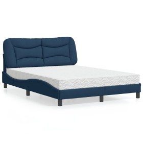 Cama con colchón tela azul 140x190 cm de vidaXL, Camas y somieres - Ref: Foro24-3208533, Precio: 418,19 €, Descuento: %