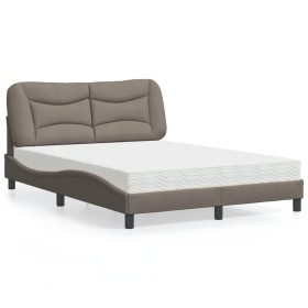 Bed with taupe gray fabric mattress 140x190 cm by vidaXL, Beds and slatted bases - Ref: Foro24-3208531, Price: 380,99 €, Disc...