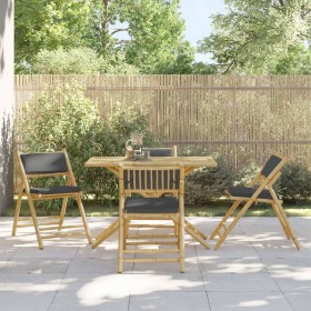 Folding bistro chairs with cushions 4 pcs dark gray bamboo by vidaXL, Garden chairs - Ref: Foro24-3208925, Price: 242,99 €, D...