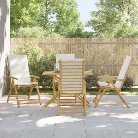 Folding bistro chairs with cushions 4 pcs cream white bamboo by vidaXL, Garden chairs - Ref: Foro24-3208927, Price: 408,45 €,...