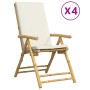 Folding bistro chairs with cushions 4 pcs cream white bamboo by vidaXL, Garden chairs - Ref: Foro24-3208927, Price: 407,90 €,...