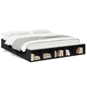 Black engineered wood bed frame 200x200 cm by vidaXL, Beds and slatted bases - Ref: Foro24-3280539, Price: 164,99 €, Discount: %