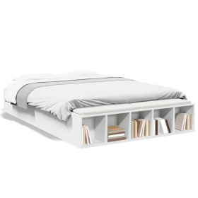 White engineered wood bed frame 135x190 cm by vidaXL, Beds and slatted bases - Ref: Foro24-3280587, Price: 146,18 €, Discount: %