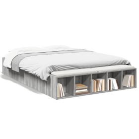 Estructura de cama madera de ingeniería gris Sonoma 140x190 cm de vidaXL, Camas y somieres - Ref: Foro24-3280585, Precio: 148...