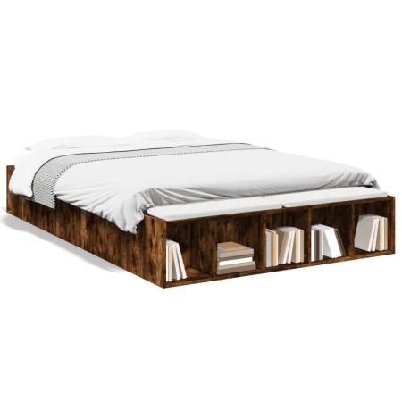 Estructura de cama madera de ingeniería roble ahumado 120x190cm de vidaXL, Camas y somieres - Ref: Foro24-3280598, Precio: 13...