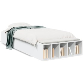 White engineered wood bed frame 90x200 cm by vidaXL, Beds and slatted bases - Ref: Foro24-3280608, Price: 104,68 €, Discount: %