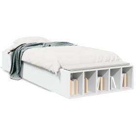 White engineered wood bed frame 100x200 cm by vidaXL, Beds and slatted bases - Ref: Foro24-3280601, Price: 112,12 €, Discount: %