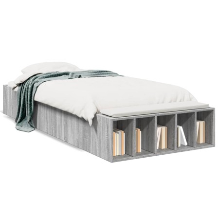 Estructura de cama madera de ingeniería gris Sonoma 90x190 cm de vidaXL, Camas y somieres - Ref: Foro24-3280620, Precio: 113,...