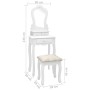 White paulownia wood dressing table and stool set 50x59x136cm by vidaXL, Bedroom Dressers - Ref: Foro24-289310, Price: 149,96...