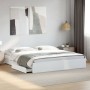 White engineered wood bed frame with drawers 200x200 cm by vidaXL, Beds and slatted bases - Ref: Foro24-3280629, Price: 207,2...