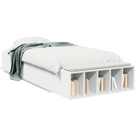 White engineered wood bed frame 75x190 cm by vidaXL, Beds and slatted bases - Ref: Foro24-3280622, Price: 104,99 €, Discount: %