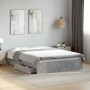 Concrete gray engineered wood bed with drawers 140x200 cm by vidaXL, Beds and slatted bases - Ref: Foro24-3280660, Price: 181...