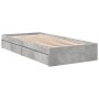 Concrete gray engineered wood bed with drawers 100x200 cm by vidaXL, Beds and slatted bases - Ref: Foro24-3280674, Price: 142...