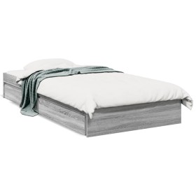 Cama con cajones madera ingeniería gris Sonoma 100x200 cm de vidaXL, Camas y somieres - Ref: Foro24-3280676, Precio: 146,99 €...