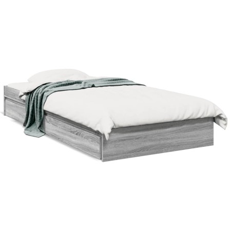 Cama con cajones madera ingeniería gris Sonoma 100x200 cm de vidaXL, Camas y somieres - Ref: Foro24-3280676, Precio: 146,71 €...