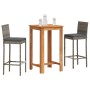 Garden table and stools 3 pieces acacia wood PE rattan gray by vidaXL, Garden sets - Ref: Foro24-3295263, Price: 245,58 €, Di...