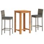 Garden table and stools 3 pieces acacia wood PE rattan gray by vidaXL, Garden sets - Ref: Foro24-3295263, Price: 273,96 €, Di...