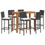 Garden table and stools 7 pcs acacia wood PE rattan black by vidaXL, Garden sets - Ref: Foro24-3295280, Price: 493,72 €, Disc...