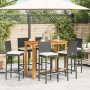 Garden table and stools 7 pcs acacia wood PE rattan black by vidaXL, Garden sets - Ref: Foro24-3295280, Price: 493,72 €, Disc...