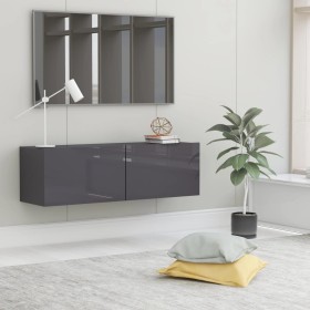 Glossy gray plywood TV cabinet 100x30x30 cm by vidaXL, TV Furniture - Ref: Foro24-801489, Price: 66,53 €, Discount: %