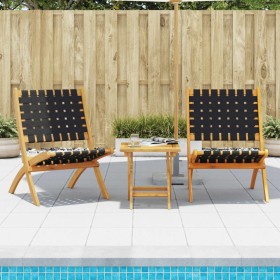 Folding garden chairs 2 pcs acacia wood and black fabric by vidaXL, Garden chairs - Ref: Foro24-366510, Price: 102,99 €, Disc...